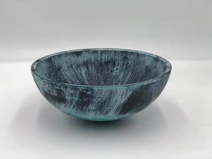 Wood Bowl: Bronze with Blue Patina