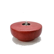 Load image into Gallery viewer, Handmade, Curly Maple Wood Oil Lamp, Red, Refillable Hand Blown Glass Reservoir