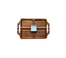 Load image into Gallery viewer, This snack tray is a perfect addition to any kitchen for easy entertaining. Its striking wood grain gives it a luxurious look that adds a touch of elegance to any occasion. Plus, it&#39;s built to last with durable construction and a classic style that won&#39;t go out of fashion. Enjoy your snacks with style! Thomas Fine Woodworks, Aaron Thomas