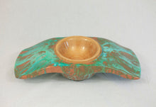 Load image into Gallery viewer, Maple and Copper Winged Bowl with Genuine Green Copper Patina