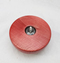 Load image into Gallery viewer, Handmade, Curly Maple Wood Oil Lamp, Red, Refillable Hand Blown Glass Reservoir