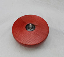 Load image into Gallery viewer, Handmade, Curly Maple Wood Oil Lamp, Red, Refillable Hand Blown Glass Reservoir