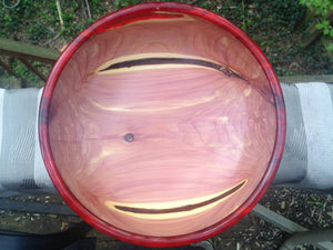 Eastern Red Cedar Bowl with Red Resin Accents