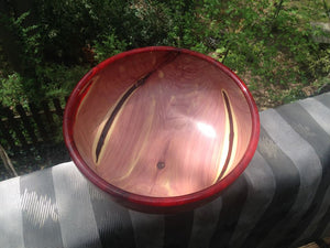 Eastern Red Cedar Bowl with Red Resin Accents