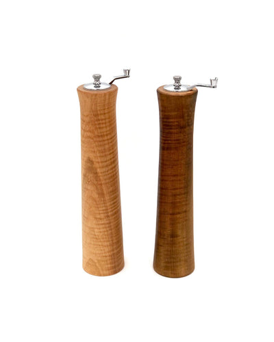 6 Inch Crank Top Salt and Pepper Grinder Set, Black Walnut and