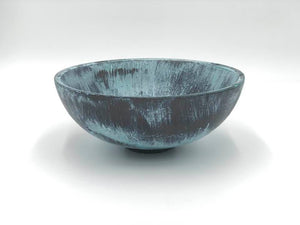 Wood Bowl: Bronze with Blue Patina