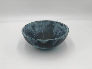 Wood Bowl: Bronze with Blue Patina