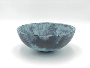 Wood Bowl: Bronze with Blue Patina