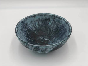 Wood Bowl: Bronze with Blue Patina