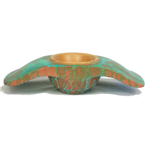 Maple and Copper Winged Bowl with Genuine Green Copper Patina