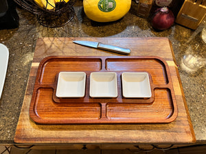 The Perfect Gift, Snack Tray, Wedding Gift, Cherry, Wood, Custom, tray, platter, plate, dipping sauce, ceramic dish, party platter