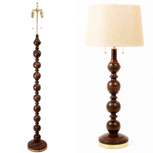 Cherry Floor and Table Lamp Set (2 table lamps, 1 floor lamp), Handmade