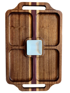 This snack tray is a perfect addition to any kitchen for easy entertaining. Its striking wood grain gives it a luxurious look that adds a touch of elegance to any occasion. Plus, it's built to last with durable construction and a classic style that won't go out of fashion. Enjoy your snacks with style! Thomas Fine Woodworks, Aaron Thomas
