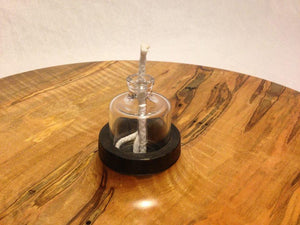 14-in. Hand Turned Ambrosia Maple Platter with Hand blown Glass Oil Lamp