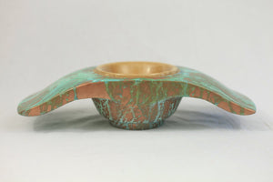 Maple and Copper Winged Bowl with Genuine Green Copper Patina