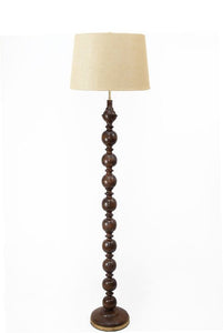 Cherry Wood Floor Lamp, A.B. Thomas Original, Solid Brass Hardware Adjustable Shade Riser, Handmade
